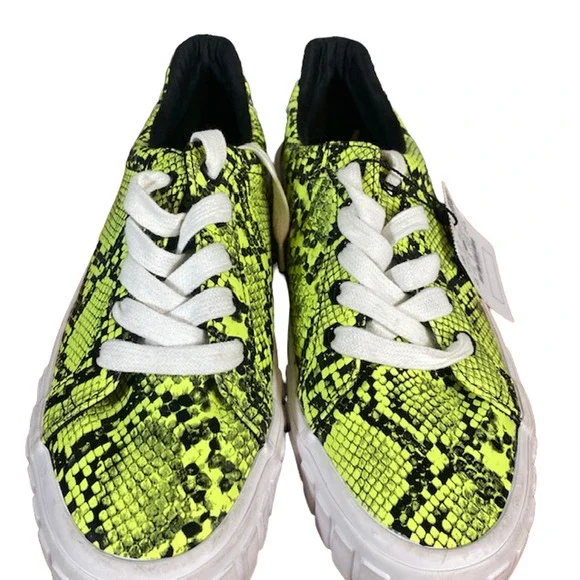 Bershka Women’s Yellow & Black Street Style Lace-Up Sneakers Size 38 - Picture 7 of 10